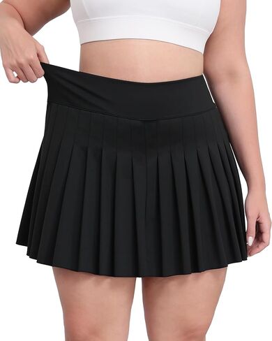 LOUSGUTA Women's Plus Size Pleated Tennis Skirt with Shorts Stretchy High Waisted A Line Athletic Golf Skorts for Women in Saudi Arabia