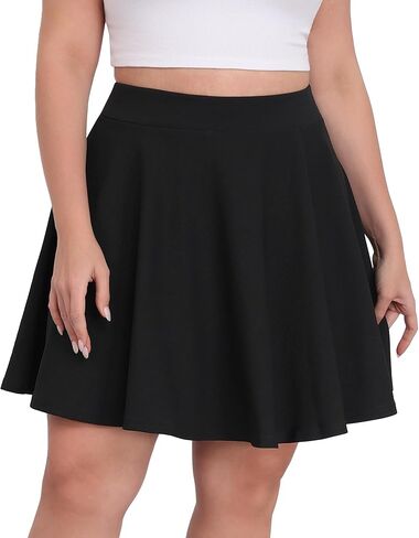 LOUSGUTA Women Plus Size Mini Skirt Stretchy High Waisted A Line Flared Casual Workout Athletic Skater Skirt for Women in Saudi Arabia