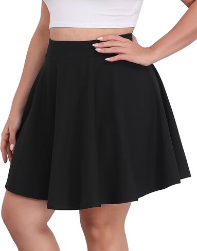 LOUSGUTA Women Plus Size Mini Skirt Stretchy High Waisted A Line Flared Casual Workout Athletic Skater Skirt for Women in Saudi Arabia