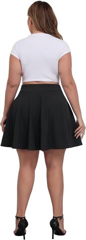 LOUSGUTA Women Plus Size Mini Skirt Stretchy High Waisted A Line Flared Casual Workout Athletic Skater Skirt for Women in Saudi Arabia