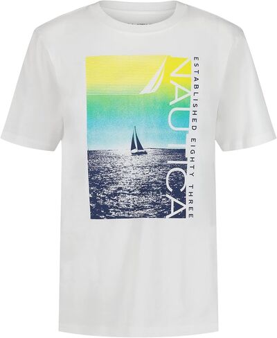 Nautica Boys' Short Sleeve Graphic Crew Neck T-Shirt, Soft, Comfortable, Relaxed Fit in Saudi Arabia