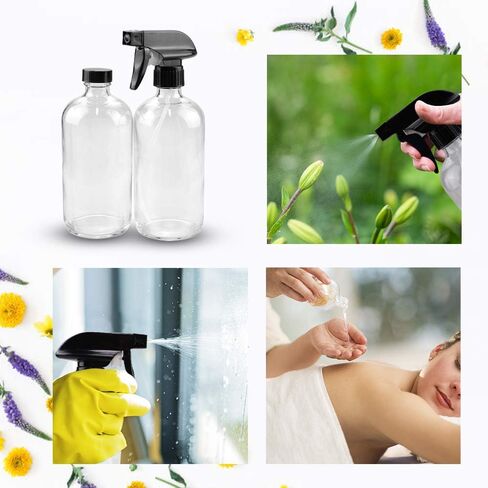 مجموعة زجاجة رذاذ الزجاج × 10 (2 × 16 أوقية ، 2 × 4 أوقية ، 6 × 2oz) ، 9 × 10 مل من زجاجات الأسطوانة ، المضادة للأشعة فوق البنفسجية ، الحجم متعدد الاستخدامات ، مناسبة للعلاج العطري ، ترطيب الوجه ، سقي ، إلخ (العنبر) in Kuwait