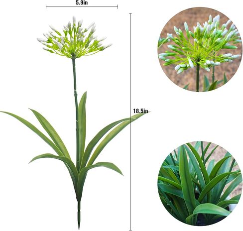 Faux Outdoor Flowers Realistic Artificial Plants 8 Bundles Agapanthus Plastic Flower Outside 18.9 in Fake Greenery Stems Green Flower for Pot Planter Decor Outside in Saudi Arabia