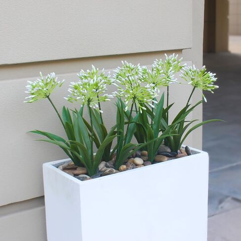Faux Outdoor Flowers Realistic Artificial Plants 8 Bundles Agapanthus Plastic Flower Outside 18.9 in Fake Greenery Stems Green Flower for Pot Planter Decor Outside in Saudi Arabia