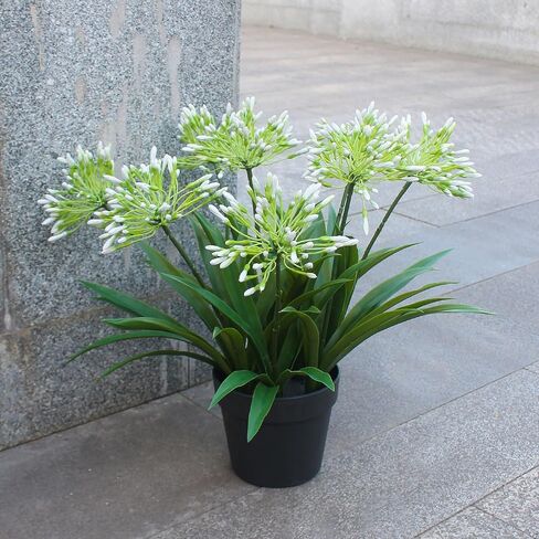 Faux Outdoor Flowers Realistic Artificial Plants 8 Bundles Agapanthus Plastic Flower Outside 18.9 in Fake Greenery Stems Green Flower for Pot Planter Decor Outside in Saudi Arabia