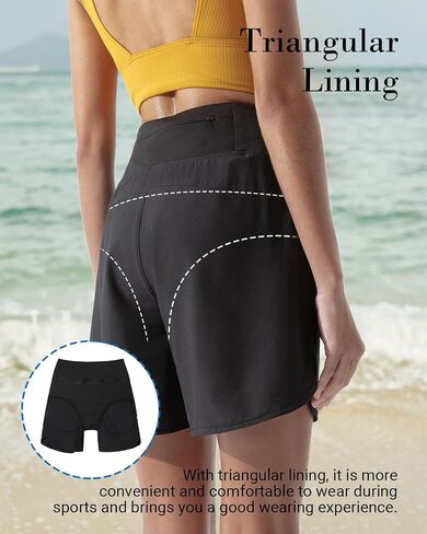 BebreezChic Women Swim Shorts 5" Swimming Board 2 in 1 High Waisted Quick Dry Swimsuit Bottoms with Zipper Pocket in Saudi Arabia