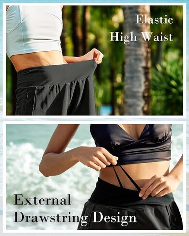 BebreezChic Women Swim Shorts 5" Swimming Board 2 in 1 High Waisted Quick Dry Swimsuit Bottoms with Zipper Pocket in Saudi Arabia
