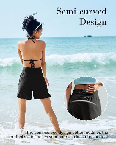 BebreezChic Women Swim Shorts 5" Swimming Board 2 in 1 High Waisted Quick Dry Swimsuit Bottoms with Zipper Pocket in Saudi Arabia