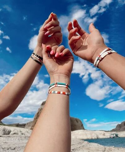 KELITCH Stretch Bracelets Colorful Stackable Tila Bead Bracelets Women Friendship Bracelets Bohemian Jewelry in Kuwait