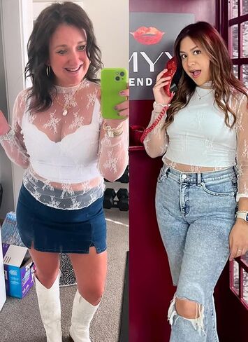 Ellames Women's 2 Pieces Mesh Long Sleeve Tops Sexy See Through Shirts Floral Lace Tops Sheer Blouse in Saudi Arabia