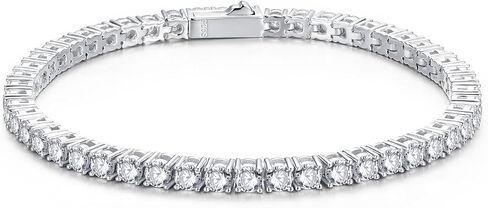 LANE WOODS Simulated Diamond Moissanite Tennis Bracelets: 18K White Gold Plated 925 Sterling Silver Chain Bracelet for Women Men Jewelry in Saudi Arabia