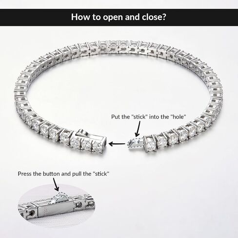 LANE WOODS Simulated Diamond Moissanite Tennis Bracelets: 18K White Gold Plated 925 Sterling Silver Chain Bracelet for Women Men Jewelry in Saudi Arabia