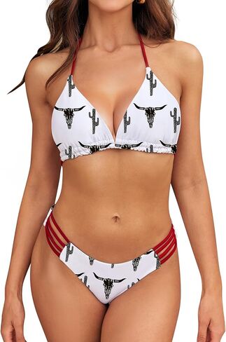 مجموعات Sheshow Bikini للنساء على طراز رعاة البقر من قطعتين للسباحة الخلفية الدانتيل حتى منتصف الارتفاع بدلة السباحة المثيرة الحجم XS-XL in Saudi Arabia