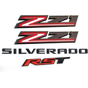 Set of 4pack OEM Silverado Plus Z71 RST Emblems 3D Badges Compatible with for Silverado 2019-2025 Parts 86539786 (Black)