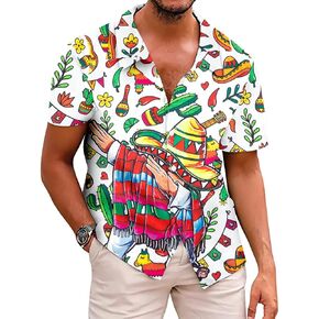 Men's Hawaiian Floral Shirt Cool V Neck Button Down Shirts Tropical Holiday Beach Shirts Casual Short Sleeve Mens Shirt in Kuwait