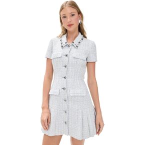Women's Blue Boucle Mini Dress