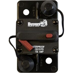 Buyers Products 150 Amp Circuit Breaker with Manual Push-to-Trip Reset with Large Frame, Black