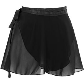 Ballet Dance Skirt, Black Wrap Skirt Chiffon Dance Skirts Ballet Dress with Adjustable Waist Tie Gymnastics Skirts Breathable Ballerina Dancer Clothes for Women Girls
