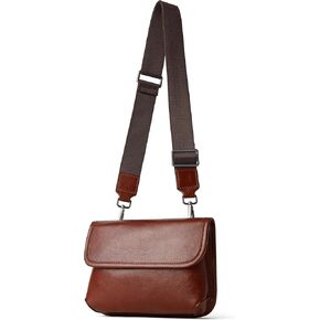 DAILANDO Vintage Waxed Leather Crossbody Purse Unisex Messenger Shoulder Bag With Magnetic Flap