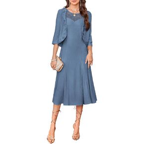 GRACE KARIN Grandma of The Bridal Dress,Weddings Cocktail Evening Dresse for Women, Lace Sequins Midi Dresses with Jackets in Kuwait