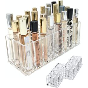 BY ALEGORY Acrylic Rollerball Perfume Organizer Beauty Scent Holder 24 Space Organization Refillable Container Tall Scented Oil Storage Display Case