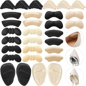 20 Pairs Shoe Filler Heel Grips for Womens Shoes, Adjustable Toe Filler Heel Grips Liner Insert with Toe Inserts, Heel Cushion Pads, Shoe Pads for Heel Slipping Blisters Pain
