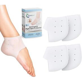 BiotechCare Silicone Heel Protectors (2 Pairs) – Gel Sleeves for Men & Women, Moisturizing Relief for Cracked Heels, Blisters, Plantar Fasciitis, Heel Spurs, Pain Cushion Support