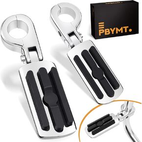 PBYMT Highway Pegs, P-Clamp A3 Steel Highway Footpegs Footrest Fit For 1.25''(32mm) Crash Bars Compatible with Harley Davidson Touring Chrome