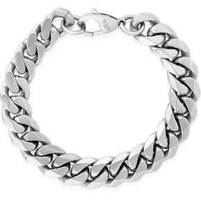 Invicta Bracelet for Men, Stainless Steel Chain Jewelry, Thick Polished Curb, 14mm, 9"
