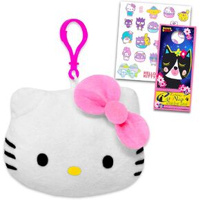 Hello Kitty Plush Keychain Set - Bundle With Zipper Pull Plushie for Kids, Tattoos, Bag Clips | Party Favor