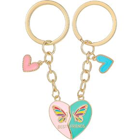 Best Friends Keychains for 2, Matching Friendship Keychains for Best Friends Gifts
