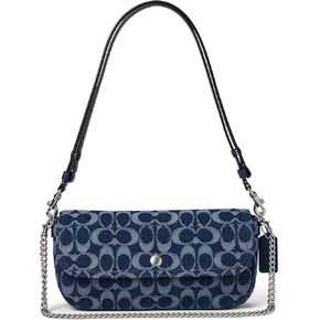Coach Brook Flap Chain Bag in Signature Denim, LH/Deep Blue Multi