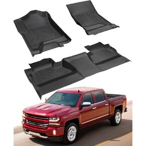 الحصير الأرضية TPE لـ Chevy Silveradado لـ GMC Sierra 1500 Crew Cab 2014-2018 ، لـ Silverado for Sierra 2500 HD/3500 HD Crew Cab 2015-2019-مجموعة من 3 قطع