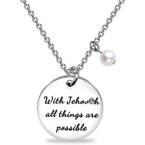 MAOFAED Christian Necklace, Baptism Gift for Her, Faith Jewelry, Bible Verse Quote, Church Merch