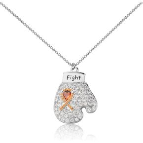 Orange Awareness Ribbon Charm Boxing Glove Necklace Gift Kidney Cancer Leukemia Multiple Sclerosis Awareness Jewelry