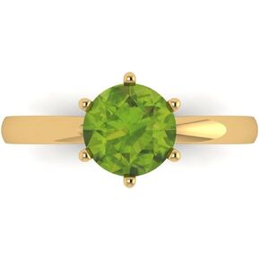 Clara Pucci 1.50 ct Round Cut Solitaire Genuine Natural Green Peridot Engagement Bridal Promise Anniversary Ring in 14k yellow Gold