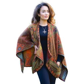 بأسلوب 100 ٪ الأسترالي Superfine Merino Wool المصنوع يدويًا كيب روانا المفتوح مع جيوب