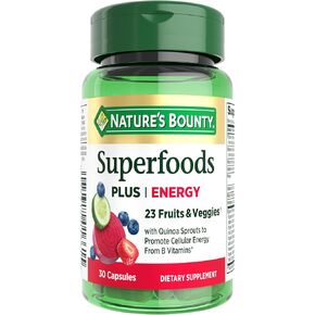 Nature's Bounty Superfoods Plus Energy to Support Cellular Energy, 23 Fruits & Veggies, Cellular Energy Supplement, 30 Capsules