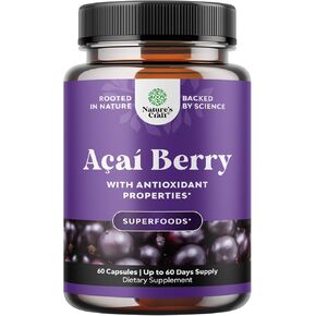 Acai Berry Capsules Antioxidant Supplement - Acai Berry Cleanse Superfood Supplement for Brain Booster Heart Health and Natural Energy Boost - Capsules and Memory for Brain Health