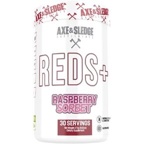 Axe & Sledge Reds+ Superfood Powder, Antioxidants, Digestive Enzymes, Probiotics, Prebiotics, 30 Servings (Raspberry Sorbet)