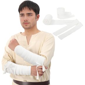 FURPHI Renaissance Arm Wraps Medieval Linen Bracers Vintage Arm Guards Halloween Costume Accessories