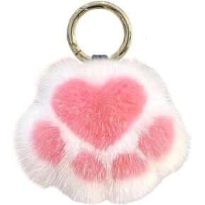 Super Cute Soft Plush Cat Paw keychain Fluffy Warm Comfortable Pink Kitty Hand Key Chain Ring Holder Bag Purse Pendant