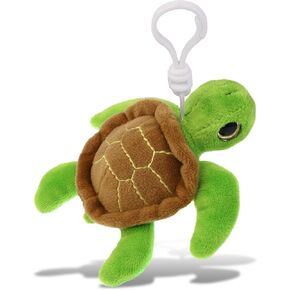 DolliBu Big Eye Sea Turtle Plush Keychain - Stuffed Sea Turtle Keychain, Fluffy Animal Keychain for Backpack or Purse, Cute Sea Turtle Animal Keychain, Decorative Plush Accessory - 4.5 Inches