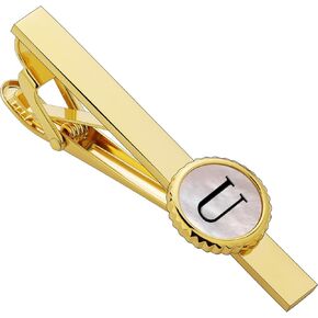 Tie Clips for Men Gold, TAIGRAMA Tie Clip 2.2 Inch Tie Bar and Tie Pin for Skinny Ties and Regular Ties, Initial Mens Tie Clip Tie Clasp Unique Personalized for Wedding Anniversary Business
