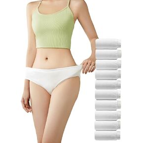 Bolivelan Disposable Underwear 10 Pack Women's Cotton Ladies Briefs Panties for Travel/Spa