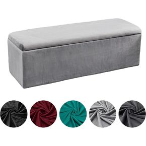 KRFOONN Rectangle Ottoman Covers Stretch Storage Ottoman Slipcovers Oversized Folding Storage Bench Cover Footrest Stool Slipcover Furniture Protector for Living Room Bedroom, Light Grey
