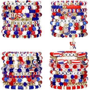 40Pcs Stackable Friendship Bracelets Set, Boho Stretch Bracelets for Women, Elastic Layering Bracelet Bulk for Jewelry Gift Party Favors Supplies