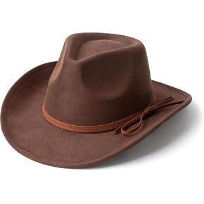 Suede Cowboy Hat for Women and Men Classic Western Cowboy Hats with Wide Brim