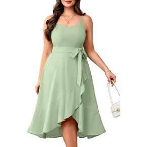 Pinup Fashion Plus Size Cocktail Party Dress - Women Wedding Guest Semi Formal High Low Elegant Midi Dresses