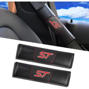 2pcs حزام ألياف الكربون حزام مقعد السيارة غطاء السيارة حزام حزام حزام الكتف لينة ومريحة متوافقة مع Focus Fiesta Explorer Europe Edge St ST